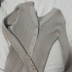 Gray Button Front Cardigan